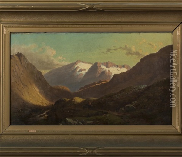 Travellers Through A Mountain Pass Oil Painting - Cyrenius Hall