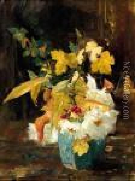 Autumn Flowers In A Ginger Jar Oil Painting - Floris Arntzenius