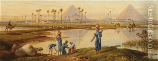 The Pyramids Of Ghizeh Oil Painting - Frederick Goodall
