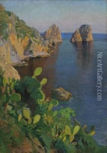 Kustenlandschaft Bei Capri Oil Painting - Paul von Spaun