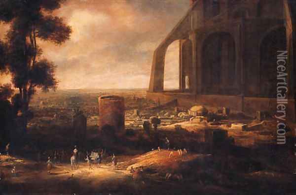 Nimrod overseeing the building of the Tower of Babel Oil Painting - Jan-Christiansz. Micker