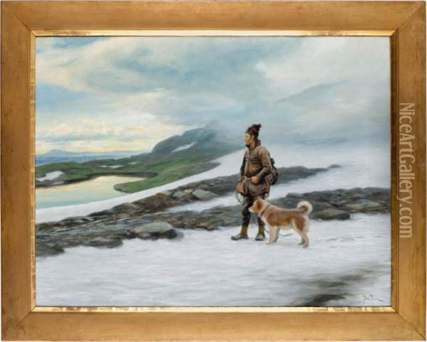 Same Med Hund Oil Painting - Johan Tiren