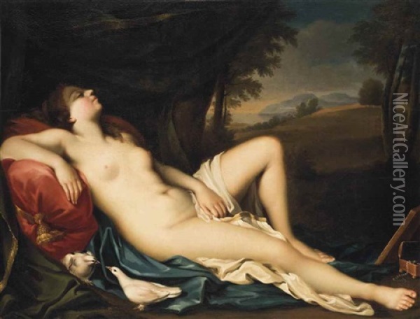 Venus Sleeping In A Landscape Oil Painting - Giovanni Antonio Pellegrini