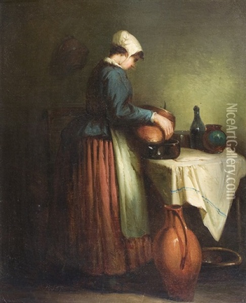 In The Kitchen Oil Painting - Heintz Heim