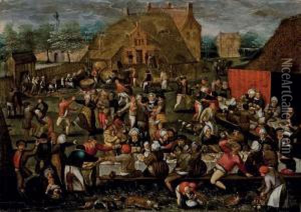 Le Banquet De Mariage Oil Painting - Marten Van Cleve