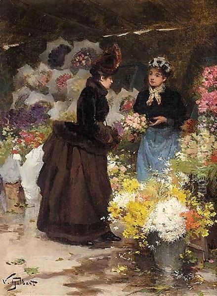 The Flower Seller 3 Oil Painting - Victor-Gabriel Gilbert