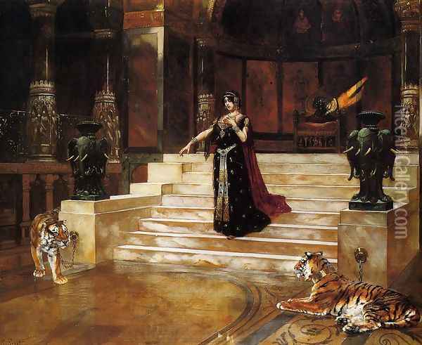 Salome And The Tigers Oil Painting - Rudolph Ernst