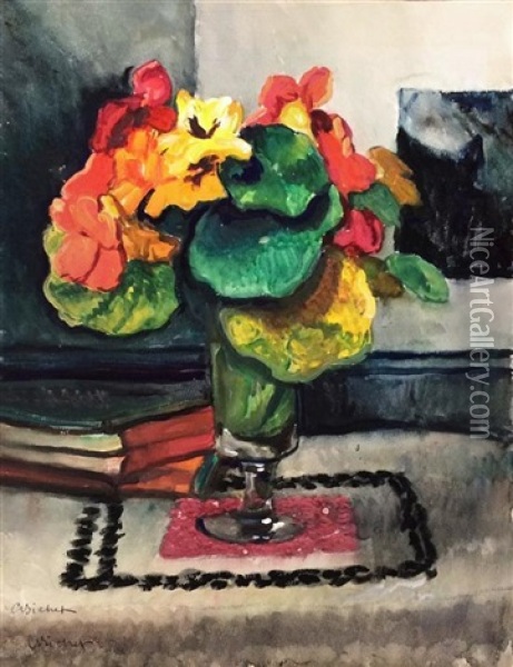 Bouquet Of Nasturtiums Oil Painting - Charles Theodore Bichet