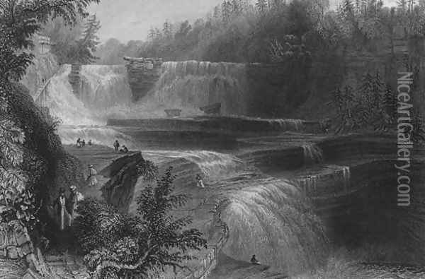 Trenton High Falls, 1838 Oil Painting - William Henry Bartlett