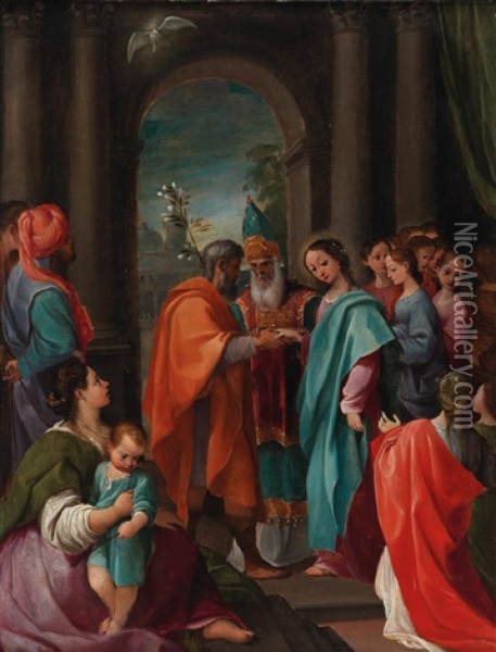 The Marriage Of The Virgin Oil Painting - Ludovico Carracci