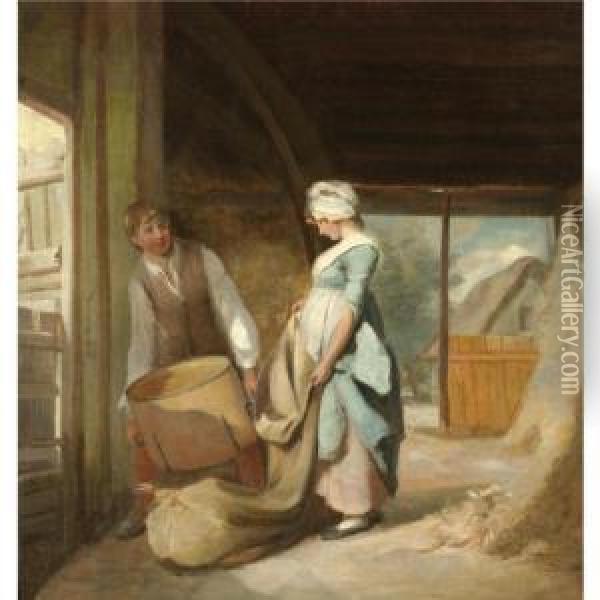 The Young Barn Girl Oil Painting - Henry Walton