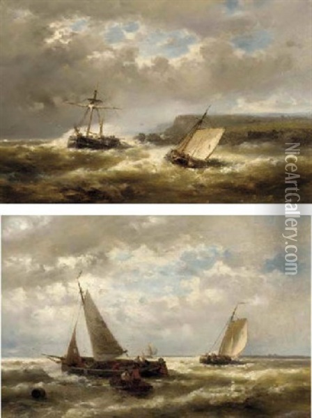 A Windy Day (2 Works) Oil Painting - Abraham Hulk the Elder