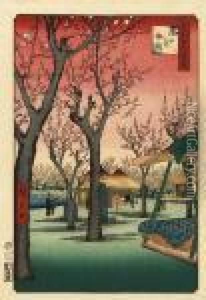 Kamata No Umezono Oil Painting - Utagawa or Ando Hiroshige