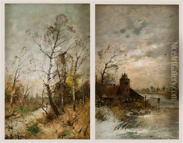 Herbst (+ Winter; Pair) Oil Painting - Heinz Flockenhaus