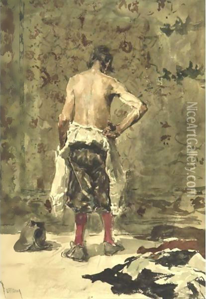 Standing Male Figure Oil Painting - Mariano Jose Maria Bernardo Fortuny y Carbo
