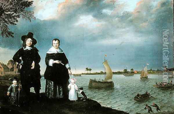 A Shipowner and his Family, 1650 Oil Painting - Abraham Willaerts