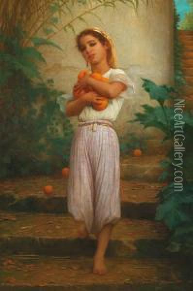 Jeune Fille Aux Oranges Oil Painting - Charles Zacharie Landelle