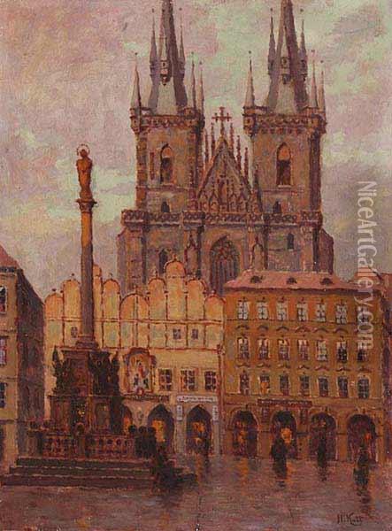 Old Town Square In Prague Oil Painting - Kott Hynek
