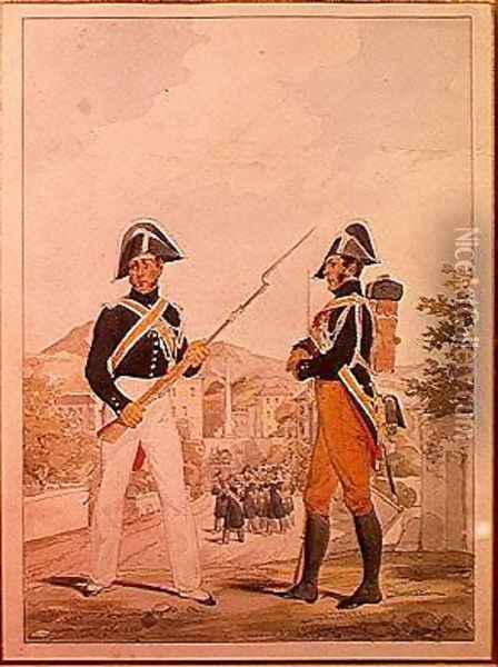 Police Officers of the Garde des Consuls in Uniform Oil Painting - Karl Loeillot-Hartwig