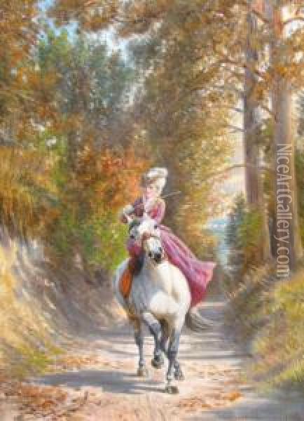 Riding Scenes Oil Painting - Franz Quaglio