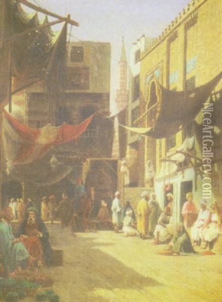 Market Scene, Cairo Oil Painting - Henry A. Ferguson