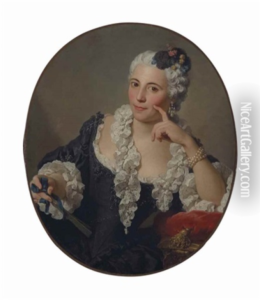 Portrait D'anne-marie Zina Durand De Lironcourt Oil Painting - Pierre Hubert Subleyras