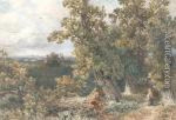 Woman In A Wood Near Windsor Oil Painting - David Cox