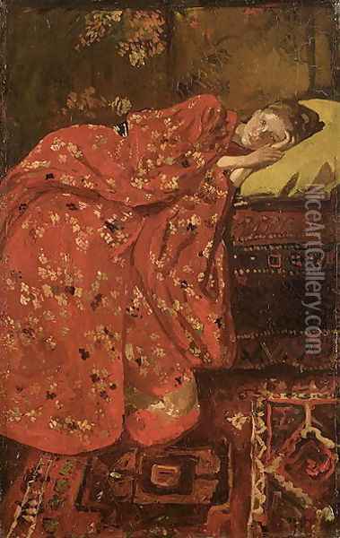 The Red Kimono Oil Painting - George Hendrik Breitner