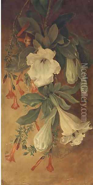 Summer flowers Oil Painting - English School