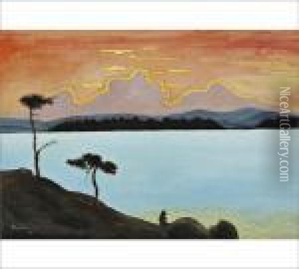 Sunset In Ruovesi Oil Painting - Hugo Simberg