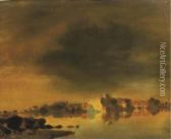 The Ijsel At Dusk Oil Painting - Floris Verster