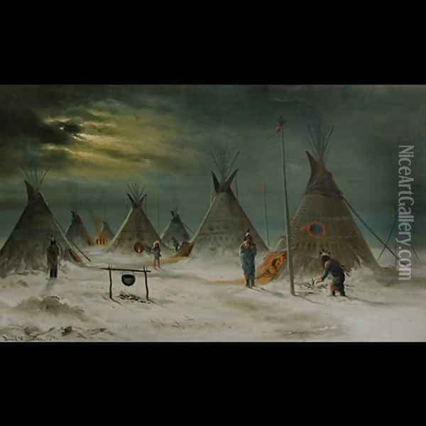 Red Clouds' winter camp Oil Painting - Astley David Middleton Cooper
