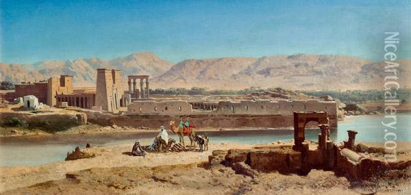 Der Isis-tempel Auf Der Insel Philae Oil Painting - August Albert Zimmermann