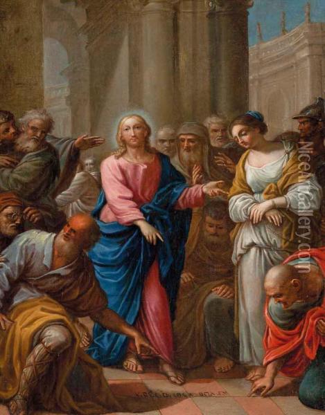 Cristo E L'adultera Oil Painting - Placido Costanzi
