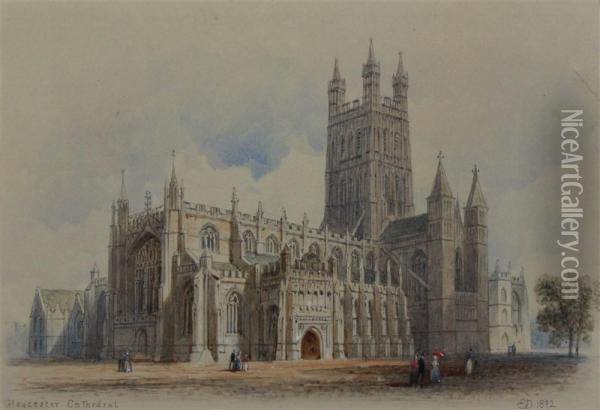 Gloucester Cathedral Oil Painting - Edwin Thomas Dolby