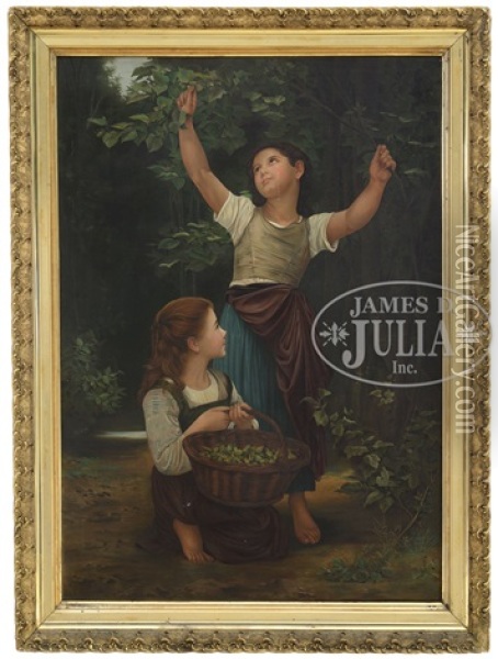 Collecting Hazelnuts Oil Painting - William-Adolphe Bouguereau