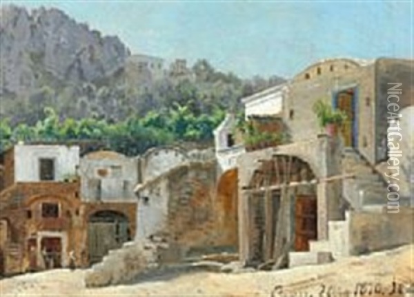 View From Capri Oil Painting - Janus la Cour