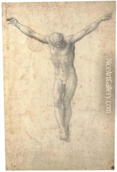 Christ On The Cross Oil Painting - Giorgio-Giulio Clovio