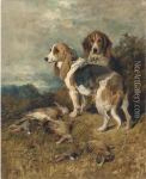Hounds With The Day's Bag Oil Painting - John Emms