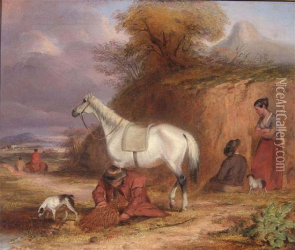 Picking The Last Sheaf Of Corn Oil Painting - William Joseph Shayer