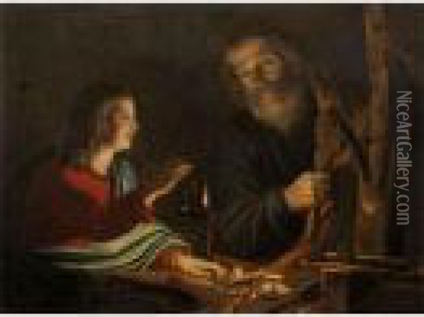 San Giuseppe E Gesu Oil Painting - Michelangelo Merisi Da Caravaggio