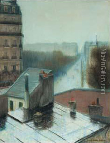 Une Vue De Paris Oil Painting - Pierre Carrier-Belleuse