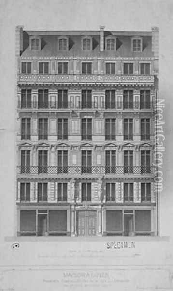 Design for a Block of Flats of the Haussmann style in the rue de la Paix Paris 1860 Oil Painting - Paul Mesnard