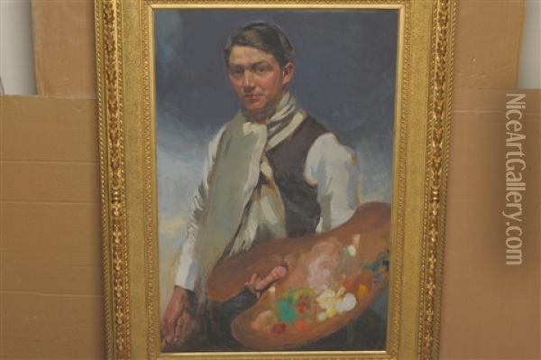 Portrait Of The Artist Joe Eccles Esq, Standing Oil Painting - James H. Morton