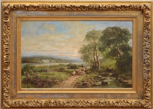 Lowland Scene With Manor In The Distance Oil Painting - Andrew Melrose
