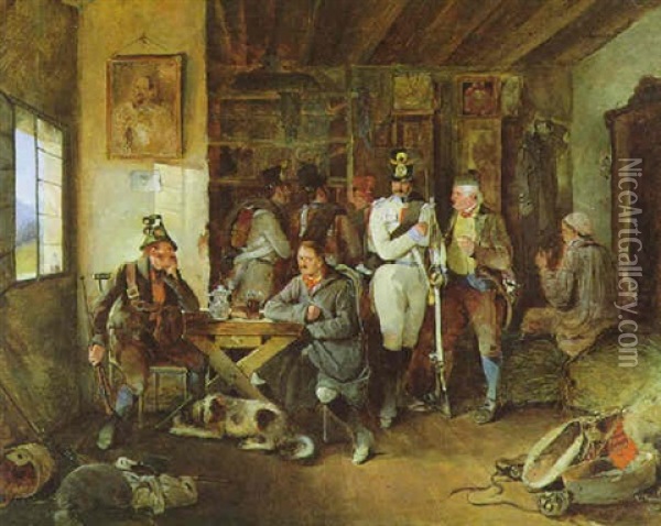 Der Festgenommene Deserteur Oil Painting - Johann Friedrich Treml
