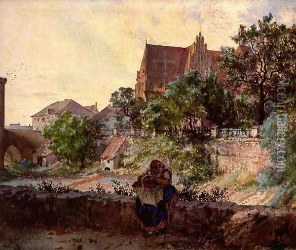 Church of Sts. Peter and Paul, Striegau Oil Painting - Adolph von Menzel