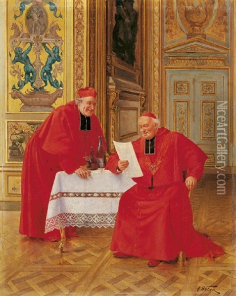Die Heiteren Kardinale Oil Painting - Alfred Charles Weber