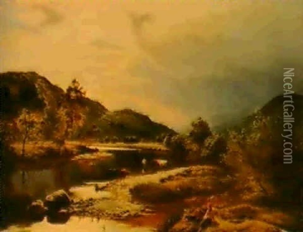 On The Lledr, Near Bettws-y- -coed, North Wales Oil Painting - Sidney Richard Percy