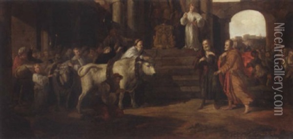 Saints Paul And Barnabus At Lystra Oil Painting - Pieter Lastman